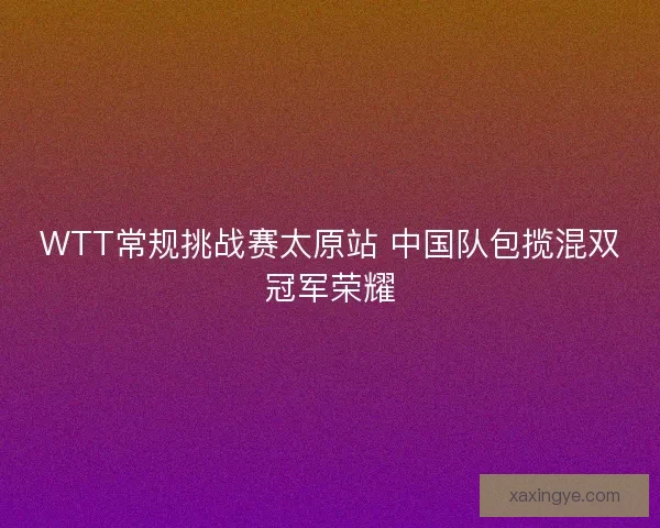 WTT常规挑战赛太原站 中国队包揽混双冠军荣耀